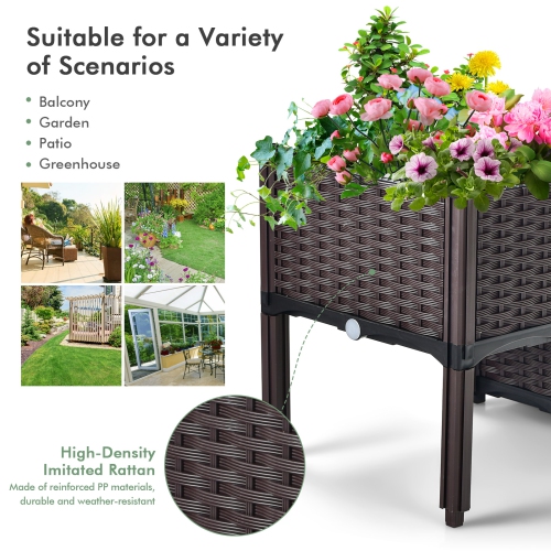 Topbuy Outdoor 2 Set/4 Set Planter Vertical Elevated Raised Garden Bed Planter Box Kit for Backyard Patio