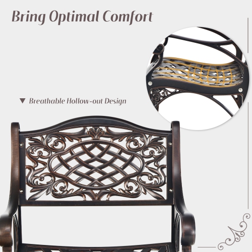 Topbuy 2/4 Pieces Outdoor Bistro Dining Chair Set All-Weather Cast Aluminum Chairs with Armrests and Curved Seats