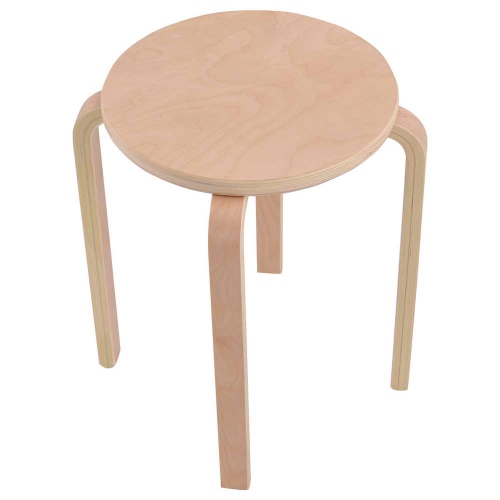 Topbuy 4 pcs 17" Round Stacking Stool Dining Chair Set Backless Wood Seats Natural
