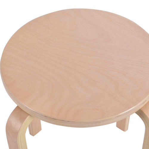 Topbuy 4 pcs 17" Round Stacking Stool Dining Chair Set Backless Wood Seats Natural