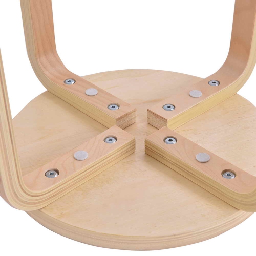 Topbuy 4 pcs 17" Round Stacking Stool Dining Chair Set Backless Wood Seats Natural