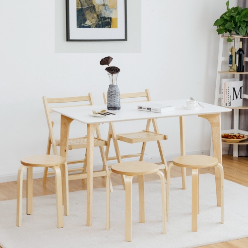 Topbuy 4-set Stacking Stool Birch Natural Wood 18" Round Dining Chair Backless