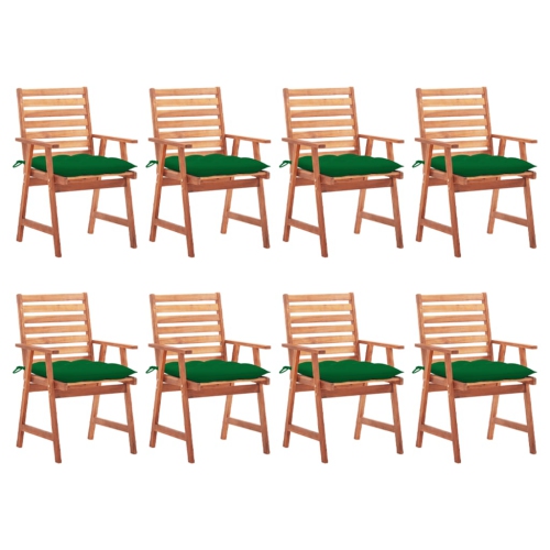 VIDAXL  Patio Dining Chairs 8 PCs With Cushions Solid Acacia Wood