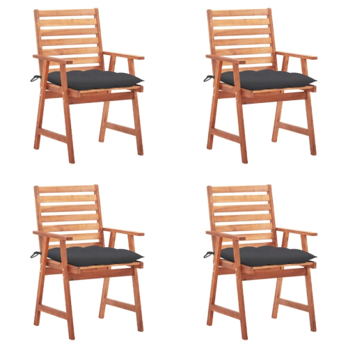 vidaXL Patio Dining Chairs 4 pcs with Cushions Solid Acacia Wood