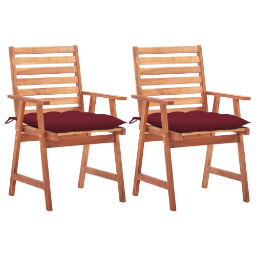 VIDAXL  Patio Dining Chairs 2 PCs With Cushions Solid Acacia Wood