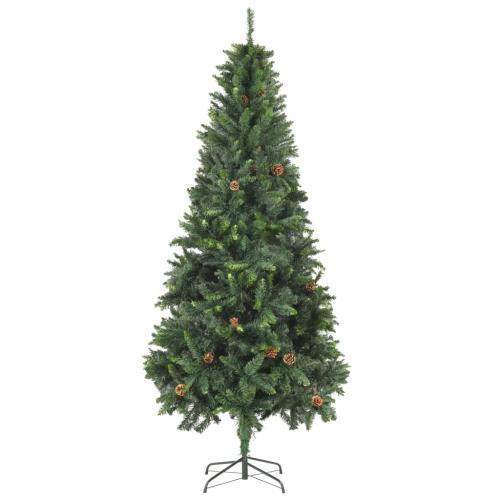 vidaXL Artificial Christmas Tree with Pine Cones Green 82.7"
