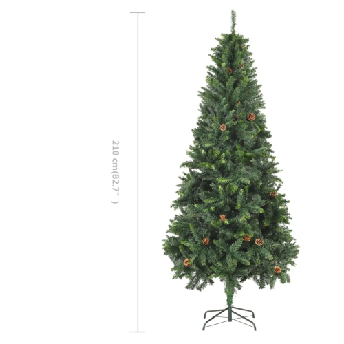 vidaXL Artificial Christmas Tree with Pine Cones Green 82.7"