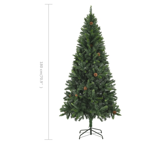 vidaXL Artificial Christmas Tree with Pine Cones Green 70.9"