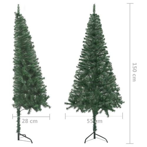 vidaXL Corner Artificial Christmas Tree Green 59.1" PVC