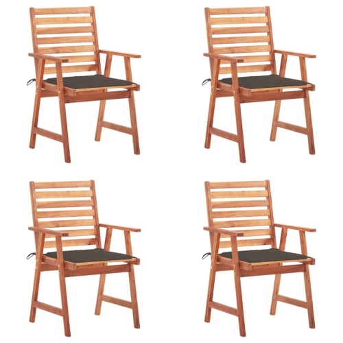 VIDAXL  Patio Dining Chairs 4 PCs With Cushions Solid Acacia Wood