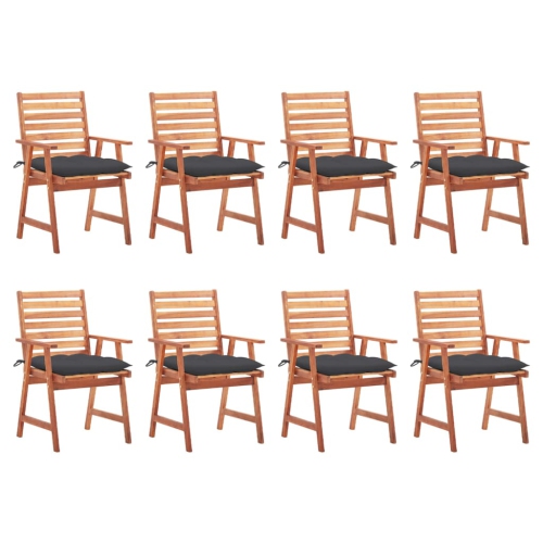 VIDAXL  Patio Dining Chairs 8 PCs With Cushions Solid Acacia Wood