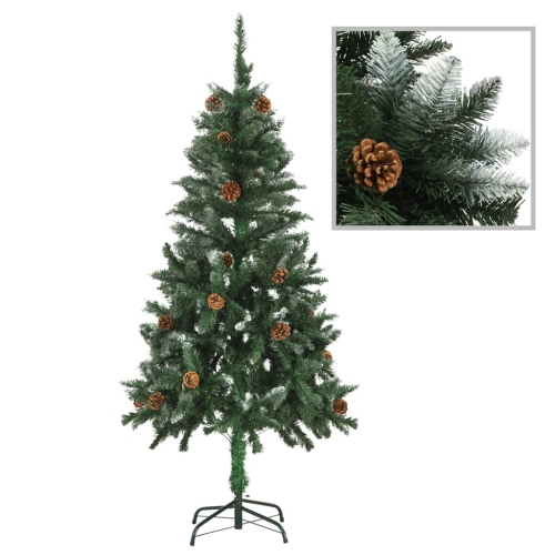 VIDAXL  Artificial Christmas Tree With Pine Cones And White Glitter 59.1"