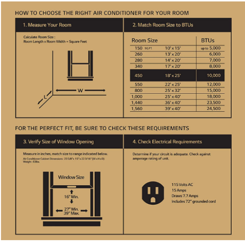 LG LW1016ER climatiseur de fenêtre de 115 V, 10,000 BTU, avec télécommande