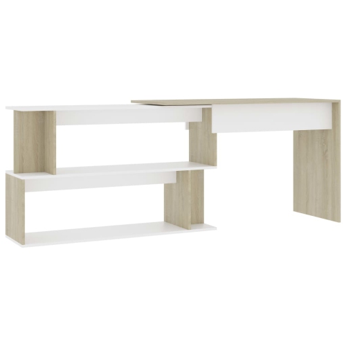 vidaXL Corner Desk White and Sonoma Oak 47.2"x19.7"x29.9" Chipboard