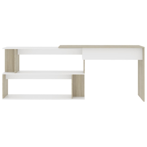 vidaXL Corner Desk White and Sonoma Oak 47.2"x19.7"x29.9" Chipboard