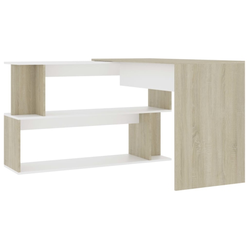 vidaXL Corner Desk White and Sonoma Oak 47.2"x19.7"x29.9" Chipboard