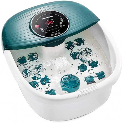 MaxKare Foot Spa Bath Massager with Heat, Bubbles & Vibration, Digital Temperature Control, 16 Masssage Rollers