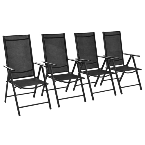 vidaXL Folding Patio Chairs 4 pcs Aluminium and Textilene Black