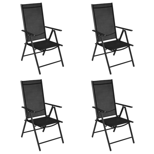 vidaXL Folding Patio Chairs 4 pcs Aluminium and Textilene Black