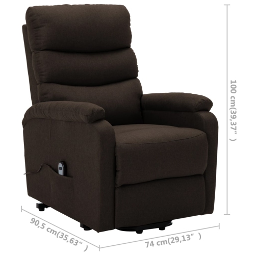 vidaXL Stand-up Recliner Dark Brown Fabric