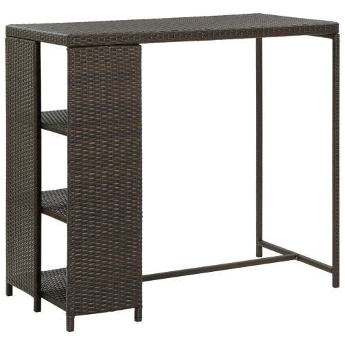 VIDAXL  Bar Table With Storage Rack Brown 47.2X23.6"x43.3" Poly Rattan"