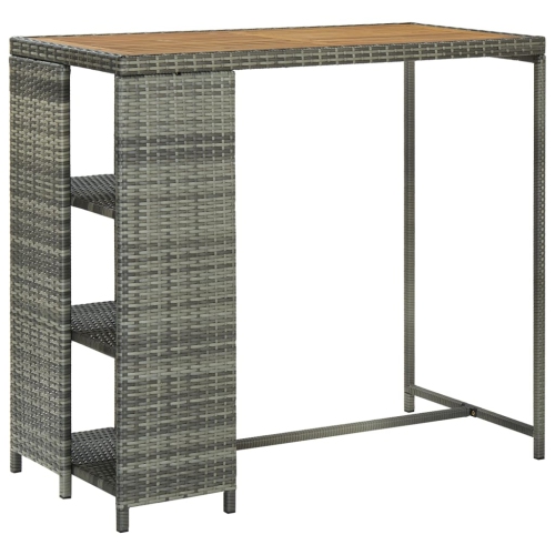 vidaXL Bar Table with Storage Rack Gray 47.2x23.6"x43.3" Poly Rattan"