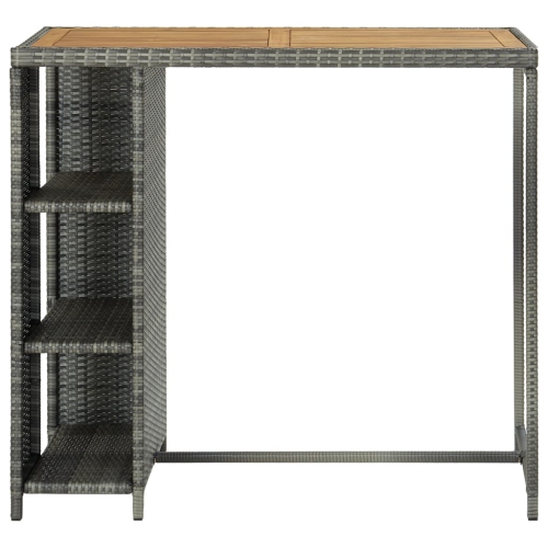 vidaXL Bar Table with Storage Rack Gray 47.2x23.6"x43.3" Poly Rattan"