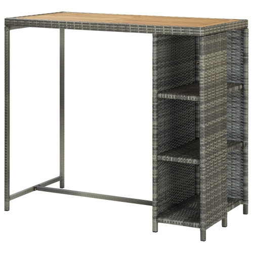 vidaXL Bar Table with Storage Rack Gray 47.2x23.6"x43.3" Poly Rattan"