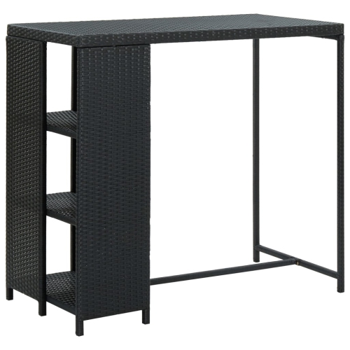 VIDAXL  " Bar Table With Storage Rack 47.2X23.6""x43.3"" Poly Rattan""" In Black