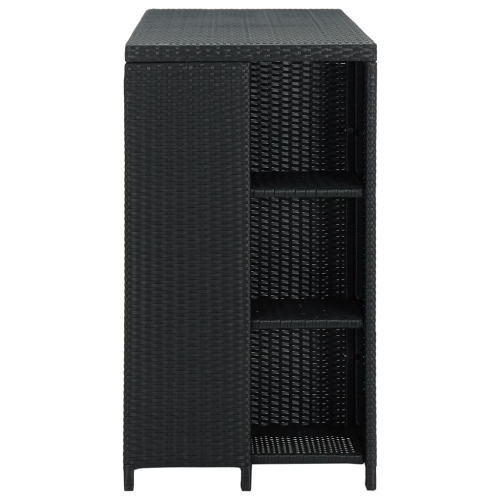 vidaXL Bar Table with Storage Rack Black 47.2x23.6"x43.3" Poly Rattan"