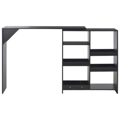 vidaXL Bar Table with Moveable Shelf Black 54.3"x15.4"x43.3"