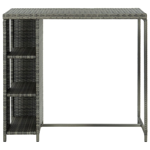 vidaXL Bar Table with Storage Rack Gray 47.2x23.6"x43.3" Poly Rattan"