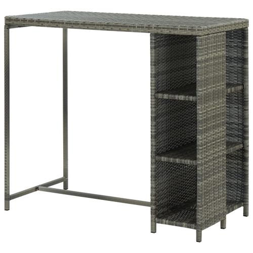 vidaXL Bar Table with Storage Rack Gray 47.2x23.6"x43.3" Poly Rattan"