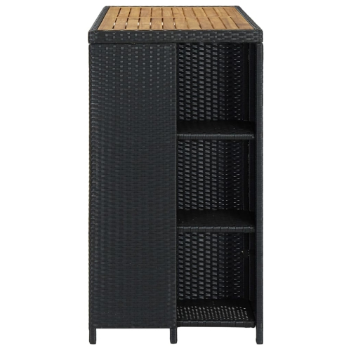 vidaXL Bar Table with Storage Rack Black 47.2x23.6"x43.3" Poly Rattan"