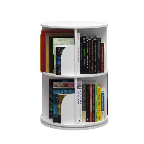 2 Tier 360° Rotating Stackable Shelves Bookshelf Organizer