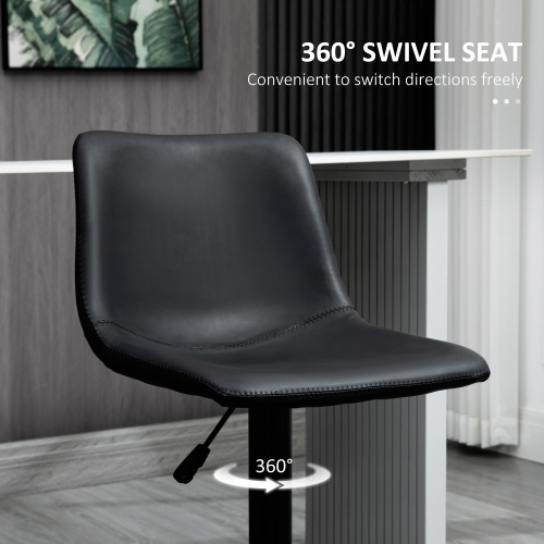 HOMCOM Adjustable Bar Stools Set of 2, Swivel Barstools with Back and Footrest, Faux Leather Counter Height Bar Chairs for Kitchen, Dining Room, Bar,