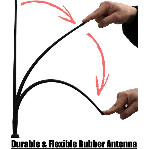 - 17 Inch All-Terrain Flexible Rubber Antenna - Spring Steel Internal Core - Stainless Steel Threading