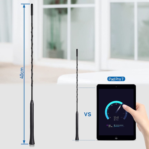 Universal Vehicle Antenna Replacement 40cm, AM FM Roof Mount Car Radio Antenna Mast, Flexible Rubber Antennae with M4 M5 M6 Threaded Adapter