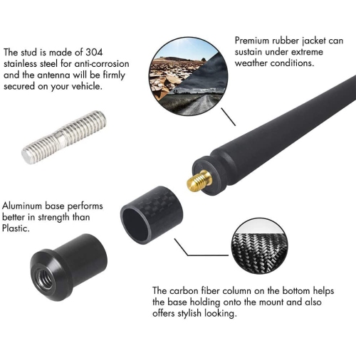 Car Wash Proof Antenna Compatible with 2012-2022 Dodge Ram 1500 Designed for Optimized FM/AM Reception