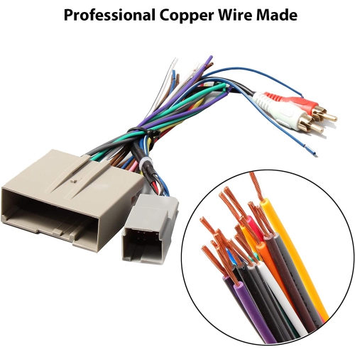 Replacement for Ford 2006-2012, Lincoln 2006-2010, Mercury 2006-2009 Aftermarket Stereo Install Wiring Harness with RCA Adapter, Radio Antenna