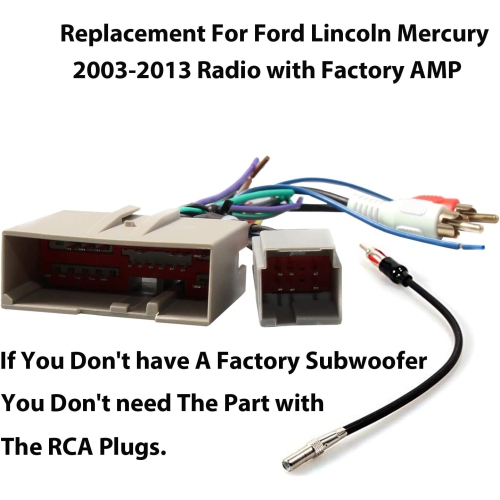 Replacement for Ford 2006-2012, Lincoln 2006-2010, Mercury 2006-2009 Aftermarket Stereo Install Wiring Harness with RCA Adapter, Radio Antenna