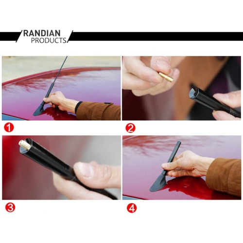 3.5cm 1.38' Universal Short Antenna, Black Carbon Fiber Aluminum Screw-On Mast Car Antenna