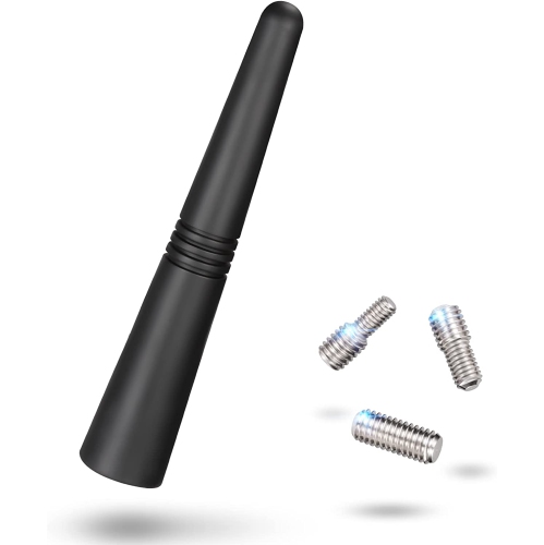 Universal Short Car Antenna 9.2cm, Roof Mount Vehicle AM FM Radio Antenna Mast Replacement, Flexible Rubber Antennae with M4 M5 M6 Thread Adapters