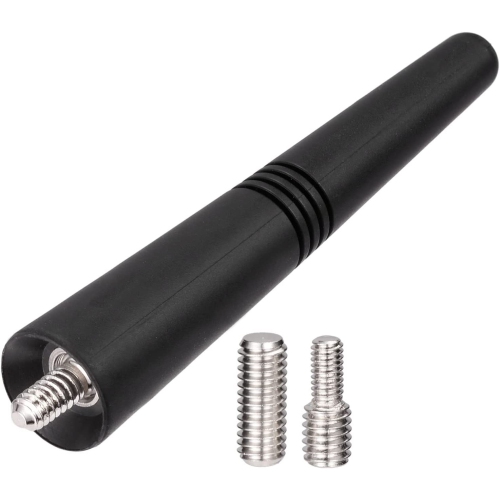 Universal Short Car Antenna 9.2cm, Roof Mount Vehicle AM FM Radio Antenna Mast Replacement, Flexible Rubber Antennae with M4 M5 M6 Thread Adapters