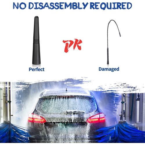 Universal Short Car Antenna 9.2cm, Roof Mount Vehicle AM FM Radio Antenna Mast Replacement, Flexible Rubber Antennae with M4 M5 M6 Thread Adapters