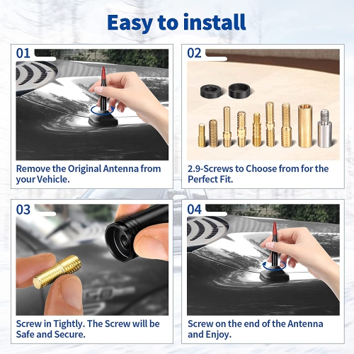 Car Truck Short Bullet Antenna Replacement for Ford F150 F250 F350 Dodge Ram 1500 2500 GM Chevy Chevrolet Silverado 1500 2500 3500 Toyota Tundra GMC