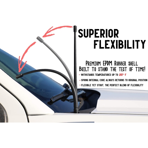 - The Spartan - 13 3/4 Inch Short Flexible Rubber Antenna fits Chevrolet Silverado 1500, 2500, 3500 GMC Sierra 1500,2500,3500 - Black Carbon Fiber