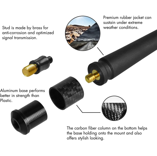 Antenna Compatible with Jeep Wrangler JK JKU JL JLU Rubicon Sahara 13 inches Flexible Rubber Antenna Replacement Designed for Optimized FM/AM