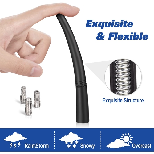 Remplacement d’antenne radio d’auto universelle 14,2 cm, mât d’antenne de véhicule monté au pavillon, antenne AM FM flexible en caoutchouc avec