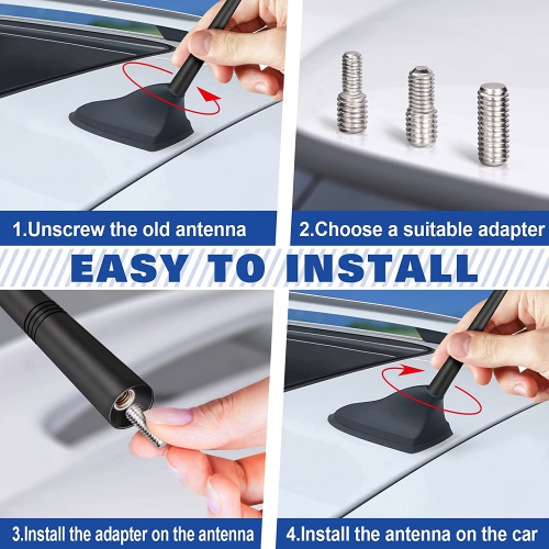 Remplacement d’antenne radio d’auto universelle 14,2 cm, mât d’antenne de véhicule monté au pavillon, antenne AM FM flexible en caoutchouc avec